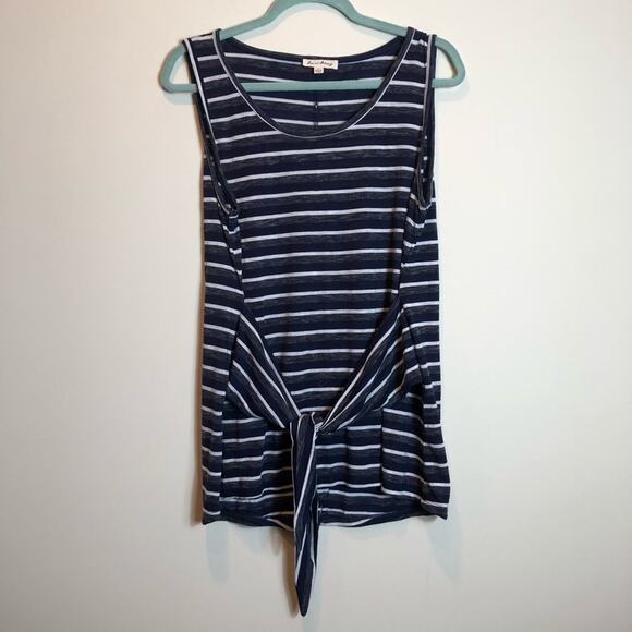 Striped Tie Front Tank - Picture 1 of 6